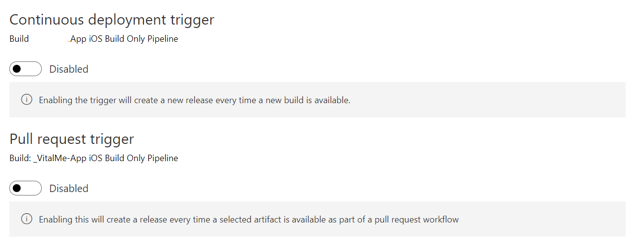 Azure DevOps - How to disable Continuous Integration Release Pipeline