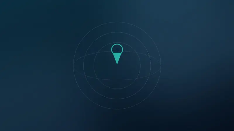 Globe rings with a teal location marker representing UK data residency